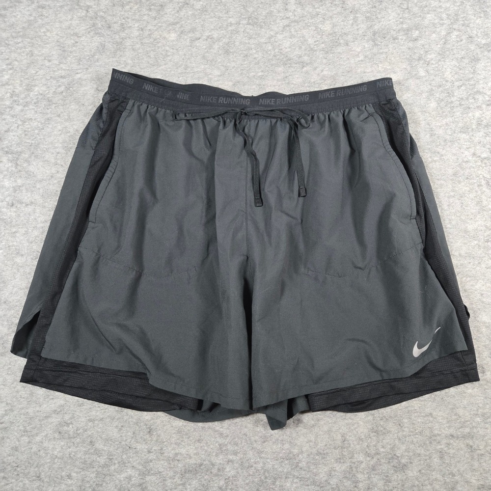 Nike Mens Grey Dri-FIT Stride 2-in-1 Athletic Running Shorts XXL